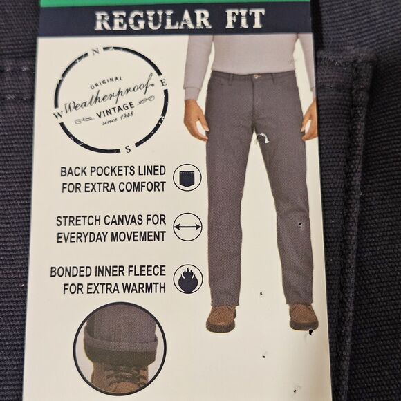 WEATHERPROOF‎ Blue Stretch Canvas Pants Bonded Fleece Lined 38 W 30 L - Picture 3 of 3